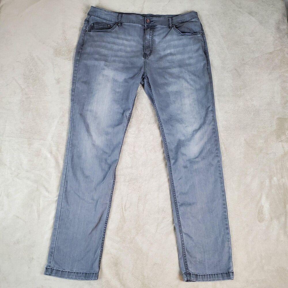 Mugsy Beans Jeans Mens 38x32 Gray Regular Fit Straight Leg Stretch Denim Pants
